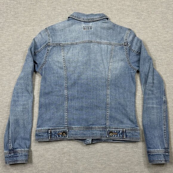 Merona Womens Blue Denim Jean Jacket Button Up Collared Casual 4 Pockets Size XS - Picture 6 of 13